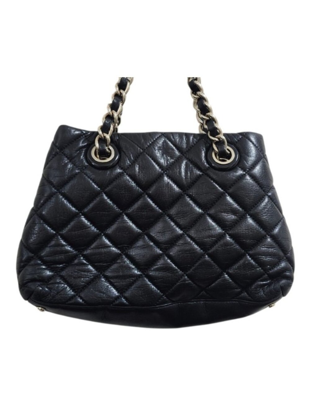 Kate Spade New York Black Quilted Leather Chain Shoulder Tote Bag Gold Tone - Picture 6 of 13